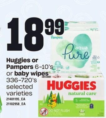Loblaws Huggies or pampers, 6-10's or baby wipes, 336-720's offer