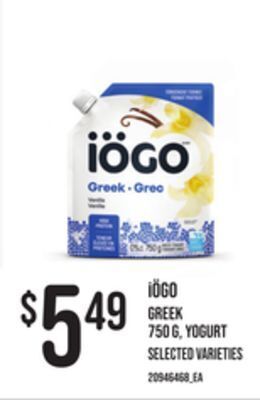 Loblaws Iögo greek 750 g, yogurt offer
