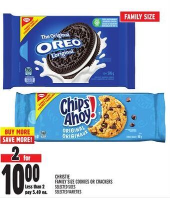 Metro Christie family size cookies or crackers offer