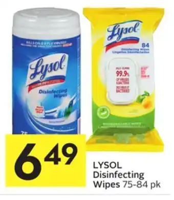 Foodland Lysol disinfecting wipes 75-84 pk offer