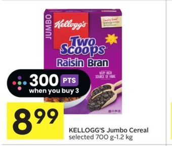 Foodland Kellogg's jumbo cereal selected 700 g - 1.2 kg offer