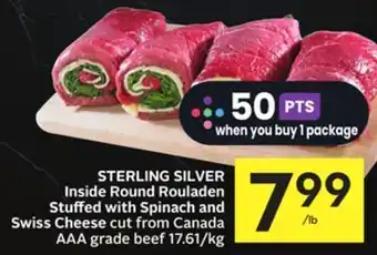 Foodland Sterling silver inside round rouladen stuffed with spinach and swiss cheese cut from canada aaa grade beef offer