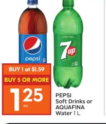 Foodland Pepsi soft drinks or aquafina water 1 l offer