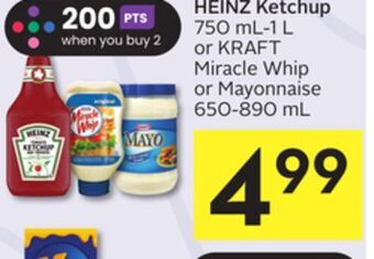 Foodland Heinz ketchup 750 ml-1 l or kraft miracle whip or mayonnaise 650-890 ml offer