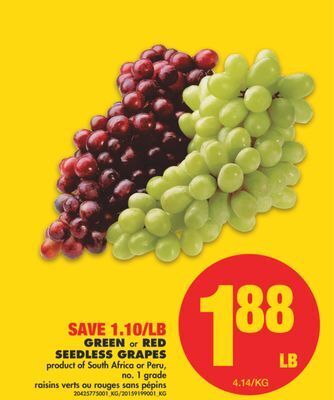 No Frills Green or red seedless grapes offer