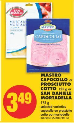 No Frills Mastro capocollo or prosciutto cotto, 125 g or san daniele mortadella, 175 g offer