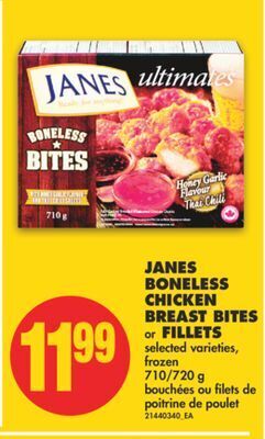 No Frills Janes boneless chicken breast bites or fillets, 710/720 g offer