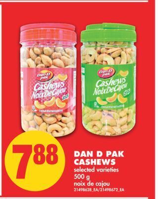 No Frills Dan d pak cashews, 500 g offer