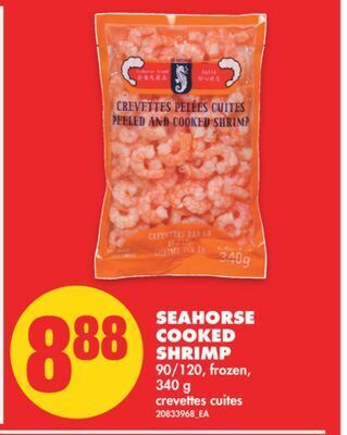 No Frills Seahorse cooked shrimp, 90/120, 340 g offer