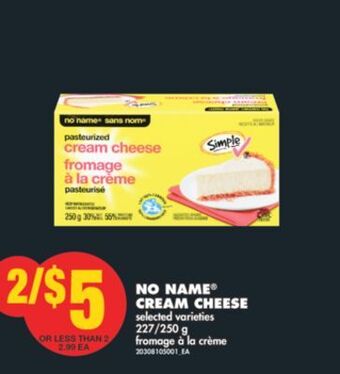 No Frills No name® cream cheese, 227/250 g offer