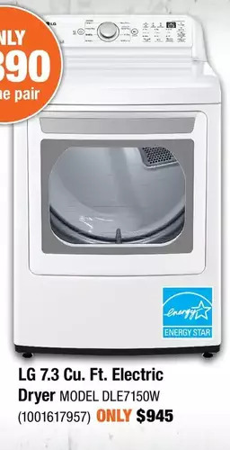 Home Depot Lg 7.3 cu. ft. electric dryer offer