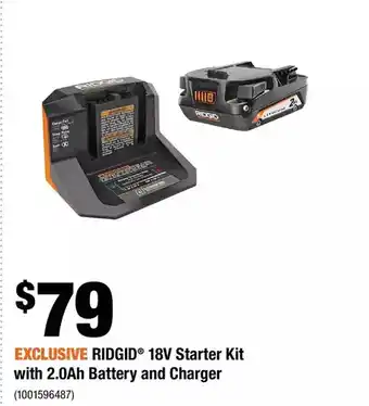 Home Depot Ridgid 18v starter kit with 2.0ah battery and charger offer