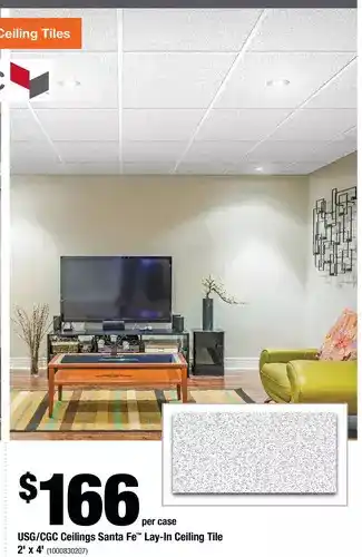 Home Depot Usg/cgc ceilings santa fe lay-in ceiling tile 2' x 4' offer