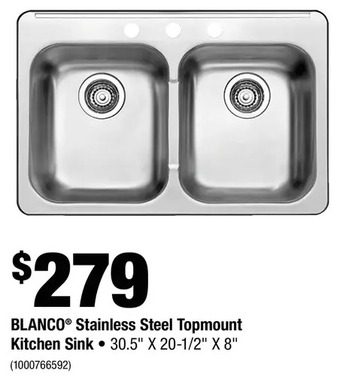 Home Depot Blanco stainless steel topmount kitchen sink offer