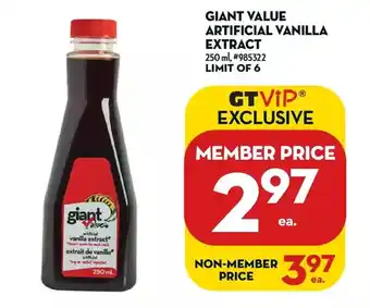 Giant Tiger Giant value artificiel vanilla extract offer