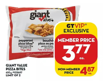 Giant Tiger Giant value pizza bites offer