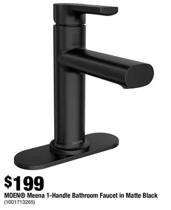 Home Depot Moen meena 1-handle bathroom faucet in matte black offer