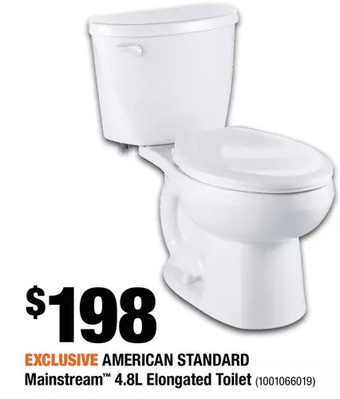 Home Depot American standard mainstream 4.8l elongated toilet offer