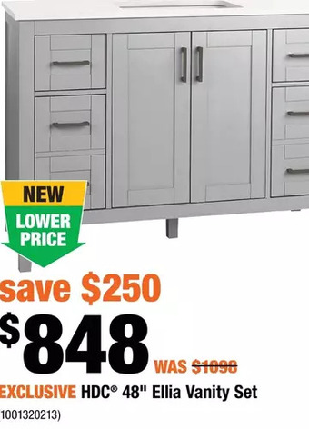 Home Depot Hdc 48" ellia vanity set offer