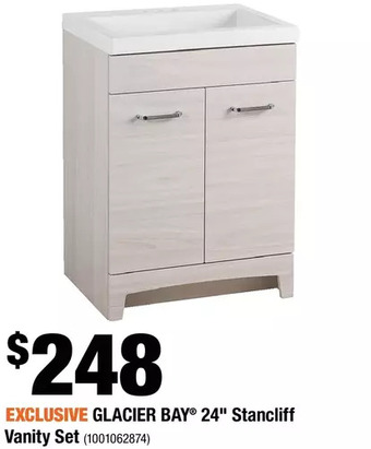 Home Depot Glacier bay 24" stancliff vanity set offer