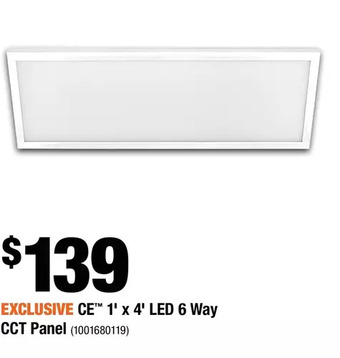 Home Depot Ce 1' x 4' led 6 way cct panel offer