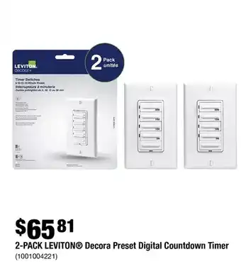 Home Depot 2-pack leviton decora preset digital countdown timer offer