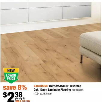 Home Depot Trafficmaster riverbed oak 12mm laminate flooring offer
