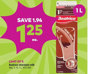 Giant Tiger Beatrice chocolate milk offer