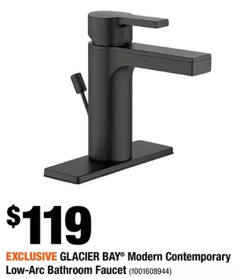 Home Depot Glacier bay modern contemporary low-arc bathroom faucet offer