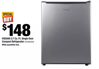 Home Depot Vissani 2.7 cu. ft. single door compact refrigerator offer