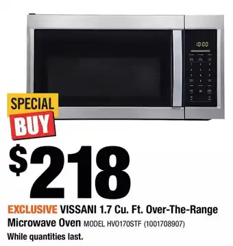 Home Depot Vissani 1.7 cu. ft. over-the-range microwave oven offer