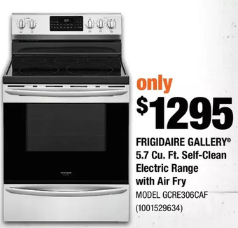 Home Depot Frigidaire gallery 5.7 cu. ft. self-clean electric range with air fry offer
