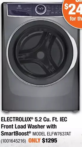 Home Depot Electrolux 5.2 cu. ft. iec front load washer with smartboost offer
