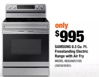 Home Depot Samsung 6.3 cu. ft. freestanding electric range with air fry offer