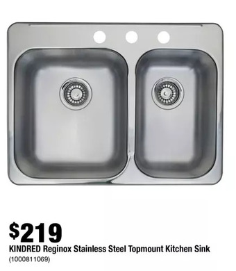 Home Depot Kindred reginox stainless steel topmount kitchen sink offer