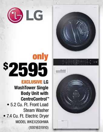 Home Depot Lg washtower single body unit with centrecontrol offer