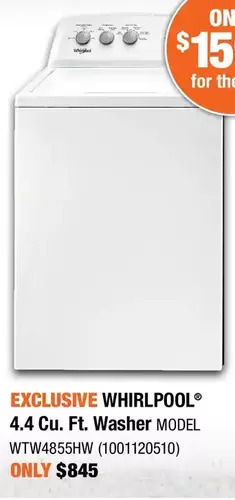 Home Depot Whirlpool 4.4 cu. ft. washer offer