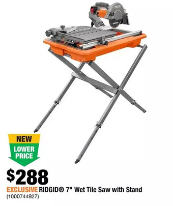 Home Depot Ridgid 7" wet tile saw with stand offer