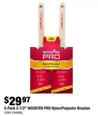 Home Depot 2-pack 2-1/2" wooster pro nylon/polyester brushes offer