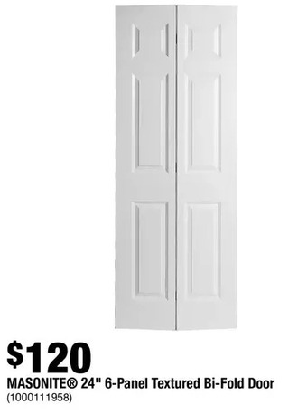 Home Depot Masonite 24" 6-panel textured bi-fold door offer
