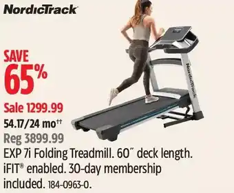 Canadian Tire Nordictrack exp 7i folding treadmill offer