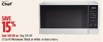 Canadian Tire Master chef 1.1 cu-ft microwave offer