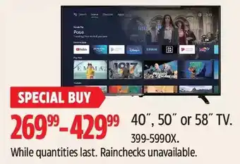 Canadian Tire 40", 50" or 58" tv offer