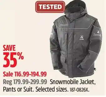 Canadian Tire Snowmobile jacket, pants or suit offer