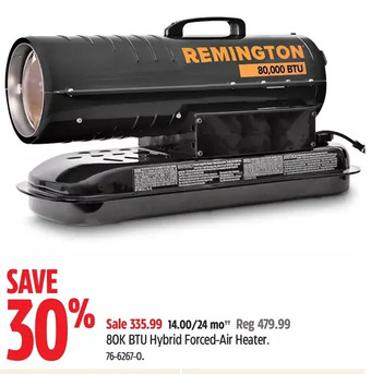 Canadian Tire Remington 80k btu hybrid forced-air heater offer