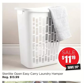 Kitchen Stuff Plus Sterilite open easy carry laundry hamper offer