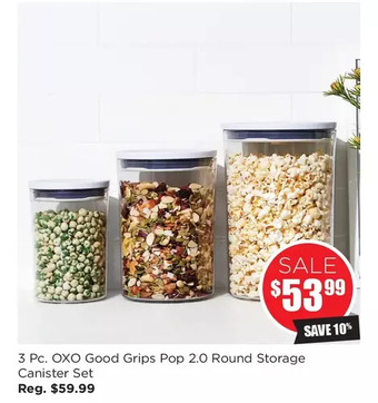 Kitchen Stuff Plus 3 pc. oxo good grips pop 2.0 round storage canister set offer