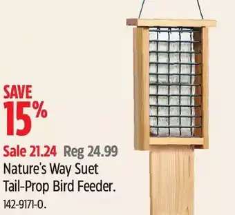 Canadian Tire Nature's way suet tail-prop bird feeder offer