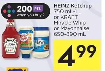 Foodland Heinz ketchup or kraft miracle whip or mayonnaise offer