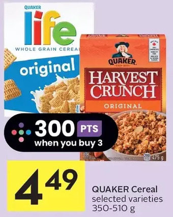 Foodland Quaker cereal offer